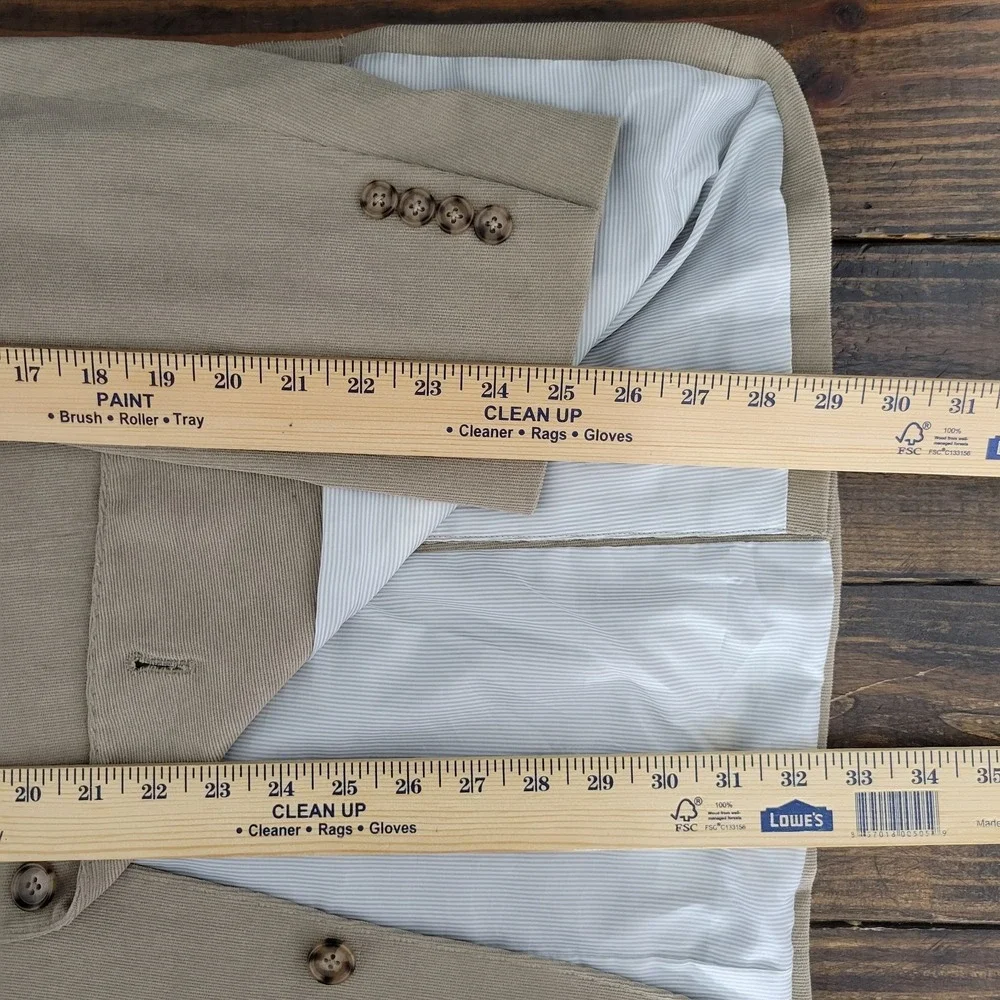 JOS A BANK Men's Sport Coat‎ Blazer Two Button Beige Corduroy Cotton Spandex 43L